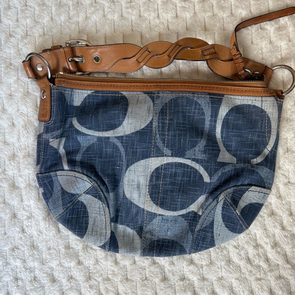 Coach blue denim hobo purse EUC